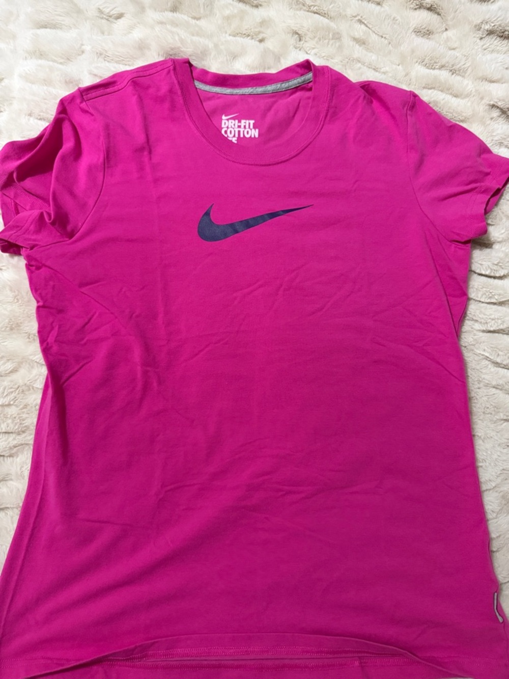 Nike Pink Dri-FIT Cotton Short Sleeve Tee with Black Swoosh